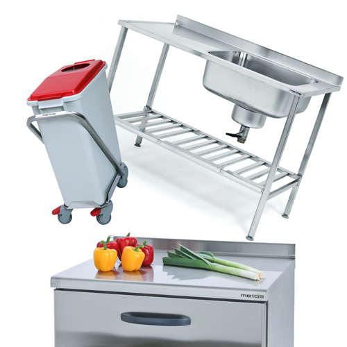 Virtuves aprīkojums - nerūsējošā tērauda rati, galdi, plaukti